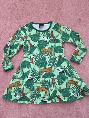 Villervalla size 98 or 3t organic jungle animal zoo dress european monkey panda